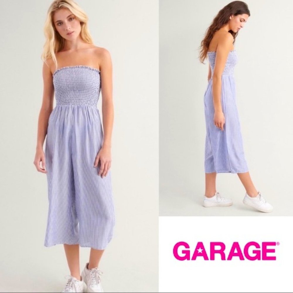 LIGHT BLUE STRIPED STRAPLESS JUMPER/ JUMPSUIT